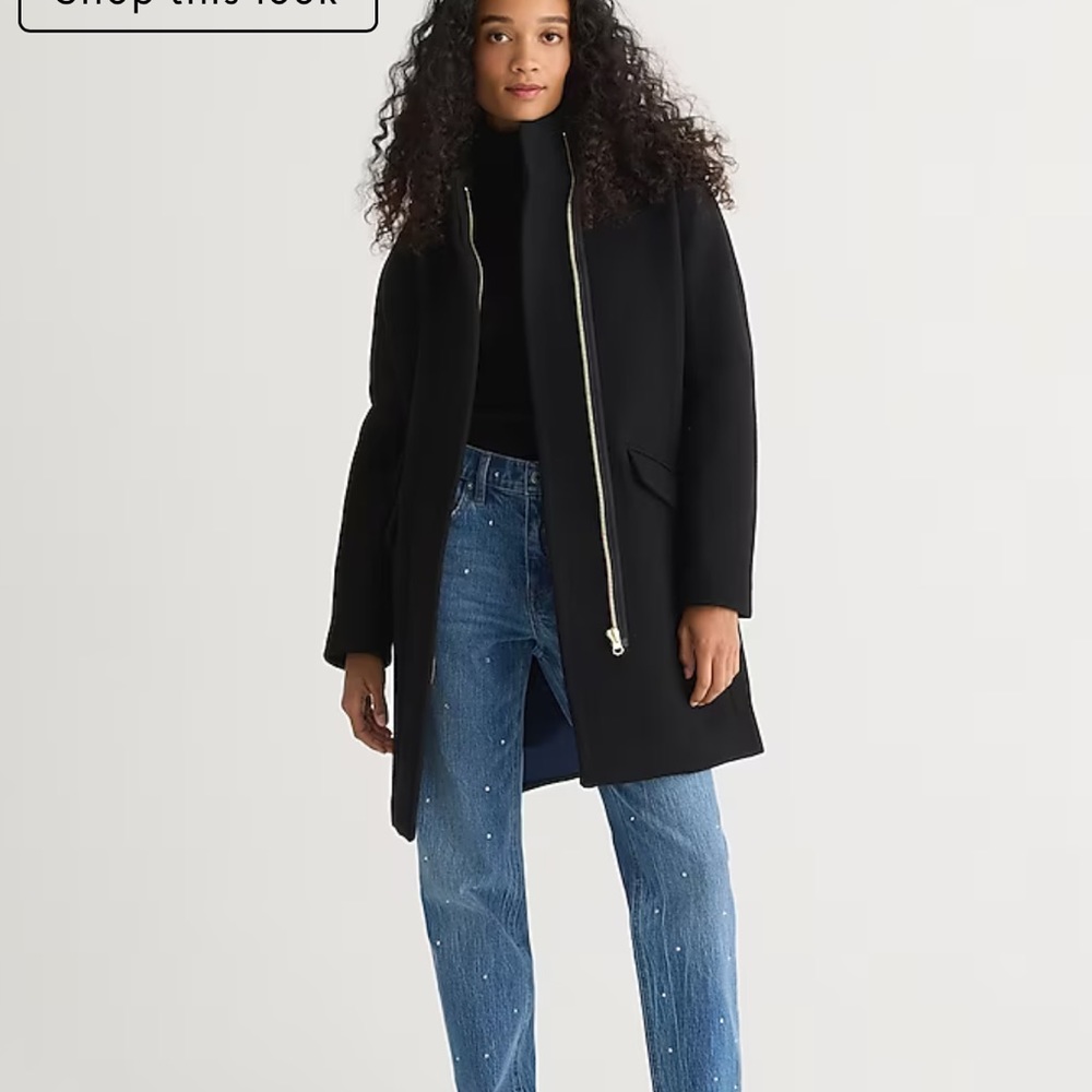 J Crew Black Laine Wool Coat Size 00